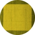 thumbnail image 1 of Ahgly Company Machine Washable Indoor Round Abstract Yellow Modern Area Rugs, 5' Round, 1 of 4