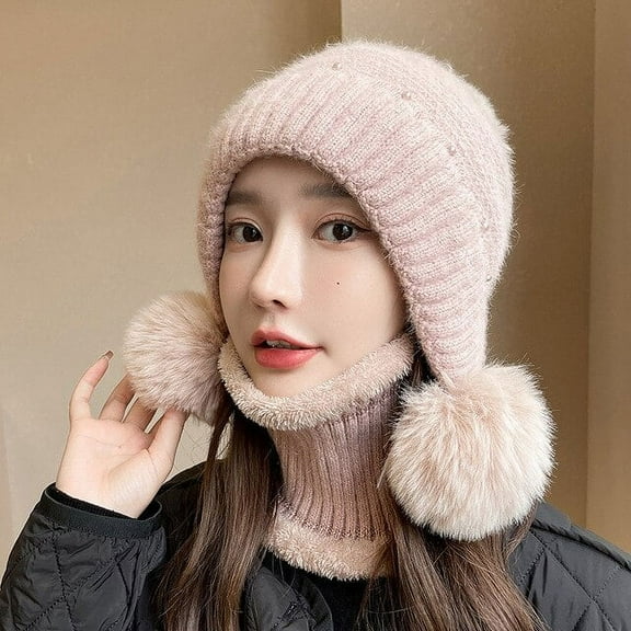 CoCopeanut Topi Musim Dingin Campuran Rambut Kelinci Baru Topi Beanie Wanita Topi Rajut Hangat Sejuk untuk Wanita Topi Perlindungan Lapisan Ganda
