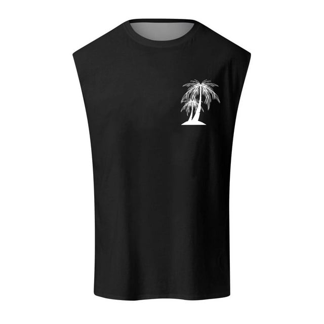 Mode Été Gilet Homme Motif Cocotier Design Épaule Style Minimaliste Décontracté Sans Manches
