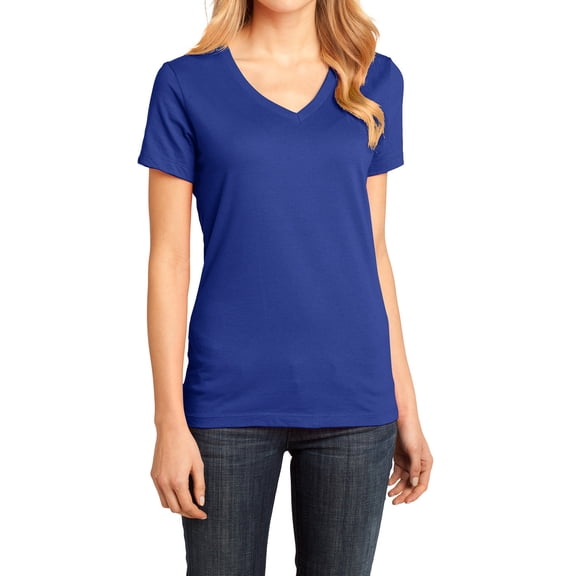 Ladies Perfect Weight V-Neck Tee Deep Royal Large