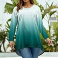 thumbnail image 5 of Abcomgle Plus Size Tops for Women Curved Hem Casual Going Out Tees Crew Neck Long Sleeve Gradient Print Blouses Summer Tunics Blouses,XL, 5 of 5