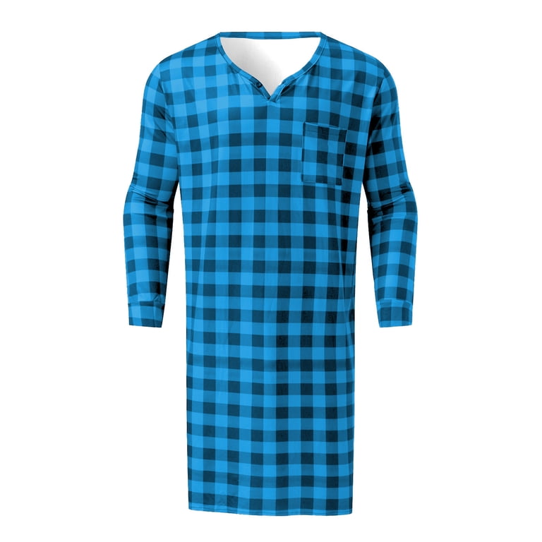 Xysaqa Men's Nightshirt with Pajama Cap Set Long Sleeve Pajamas