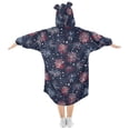 thumbnail image 2 of FORMRS Wearable Blanket Hoodie with Sleeves for Kids Cozy Flannel Sweatshirt, Red and Blue Fireworks Pattern, 2 of 7