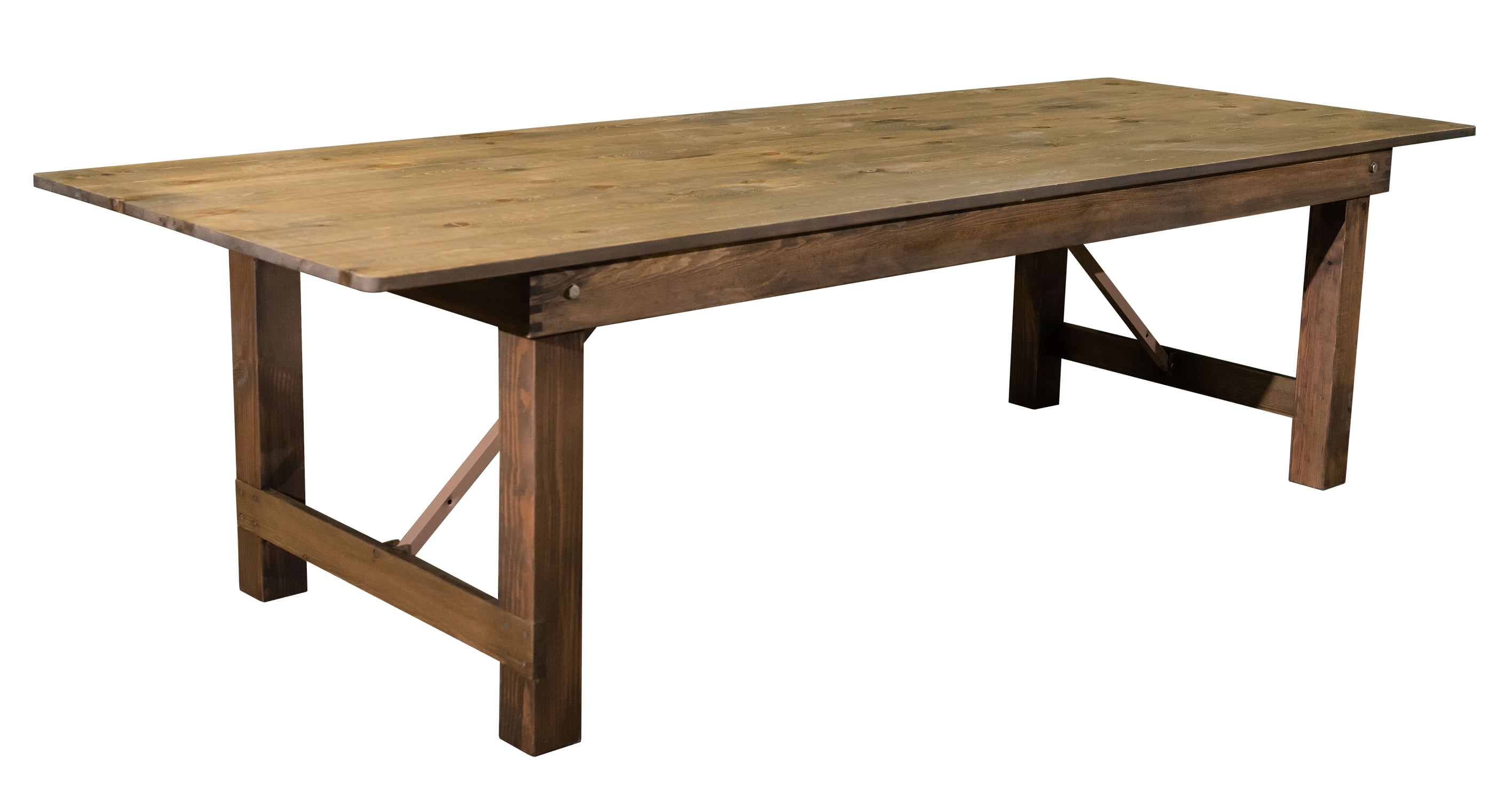 108 inch x 40 inch Farmhouse Pine Wood Rectangle Folding Table - Rustic