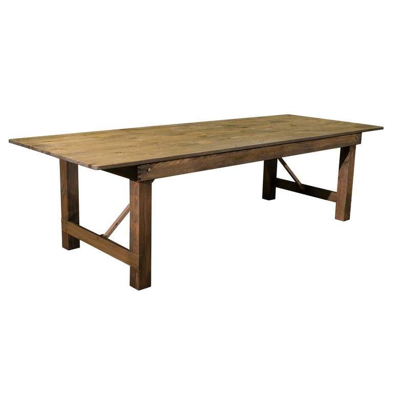 108 inch x 40 inch Farmhouse Pine Wood Rectangle Folding Table
