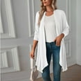 thumbnail image 5 of IROINNID Women's Cardigan Open Front Coat Solid Color Long Sleeve Leisure Casual Jackets Open Front Tops Coat, White, 5 of 9
