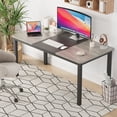 thumbnail image 4 of 63 Inch Modern Computer Desk - Sturdy Metal Frame, Large Writing Workstation or Dining Table for Home Office, Study, or Gaming, Seats 2-6, Black+Gray, Width 80cm, 4 of 8