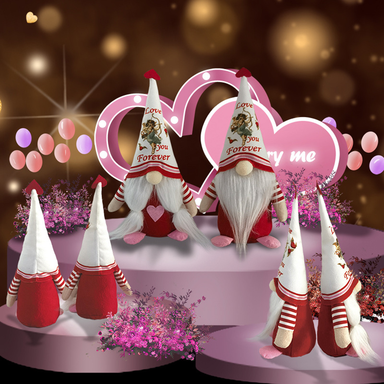greenhome Doll Ornament Non-shedding Fadeless Stable Base Collectible Long White Beard Heart Cupid Rudolf Doll Model Festival Decor