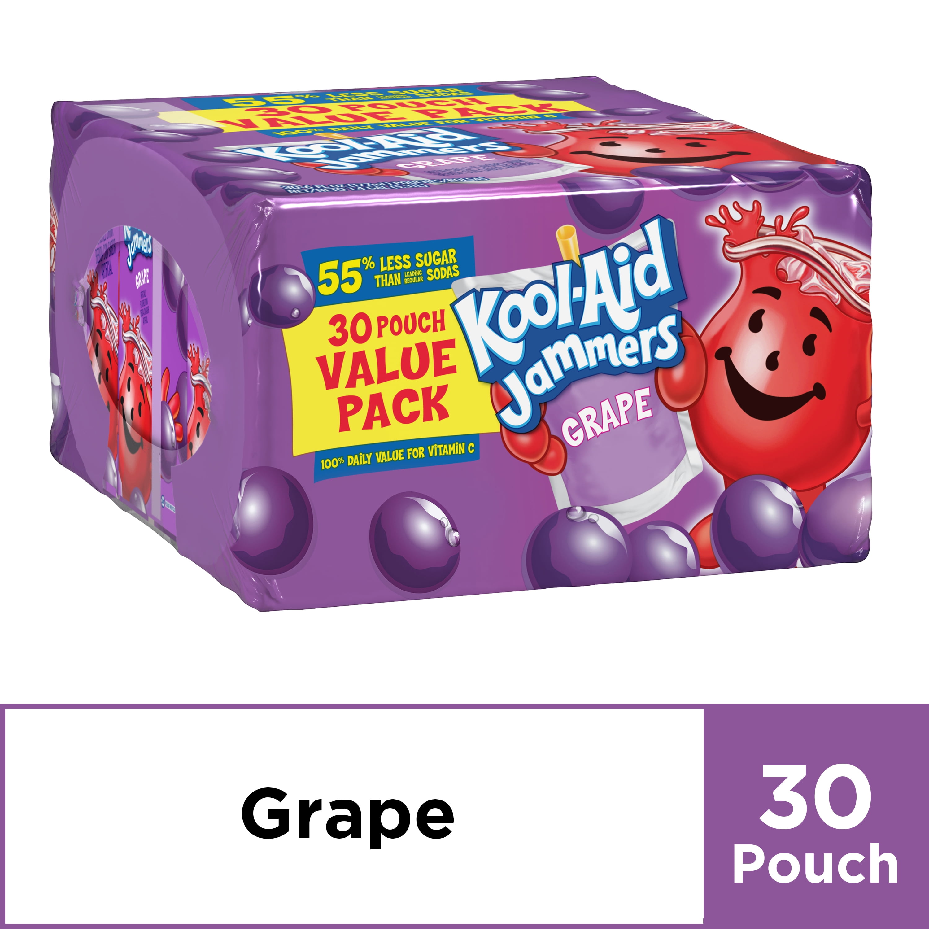 KoolAid Jammers Grape Flavored Juice Pouches, 30 ct Box