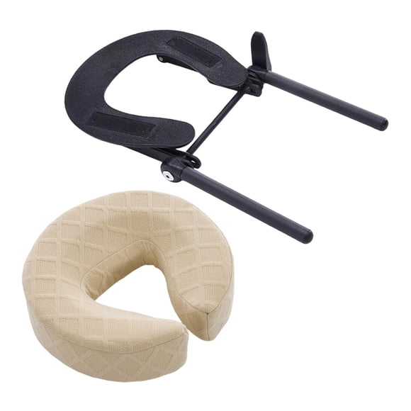 Reposacabezas para cama, cuna facial, almohada facial portátil, soporte para cuna, artefacto para siesta Beige Blanco
