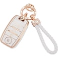 thumbnail image 1 of for Kia Key Fob Cover 4 Buttons Soft TPU Smart Car Key Shell Case for Kia Optima Soul Sportage Sorento Forte NIRO Rio Key Protector with Bling Leather Keychain,1,white, 1 of 6