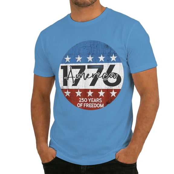 WAYUTE Mens 250th Anniversary USA Shirt National Flag Graphic Patriotic Short Sleeve Tee Style Casual Comfort Fi Independence Day T Shirt