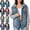 Blue, variant on Womens Denim Jacket with Multi-Pockets, Long Sleeve Casual Button-Down Fall Winter Outerwear White Size S