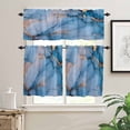 thumbnail image 2 of Blue Gold Marble Texture Kitchen Curtains and Valances Set, Abstract Water Ripple Gradient Rod Pocket Window Valance 18 Inch Window Curtain Panels for Living Room Bedroom Laundry, 27.5x36in, 3 Pieces, 2 of 7