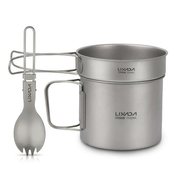 Utensilios de Cocina Lixada - Juego de utensilios de cocina de titanio ultraligero para acampar al a Lixada Utensilios de Cocina