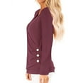 thumbnail image 3 of Women Long Sleeve Crossed Surplice Button Tops, 3 of 4