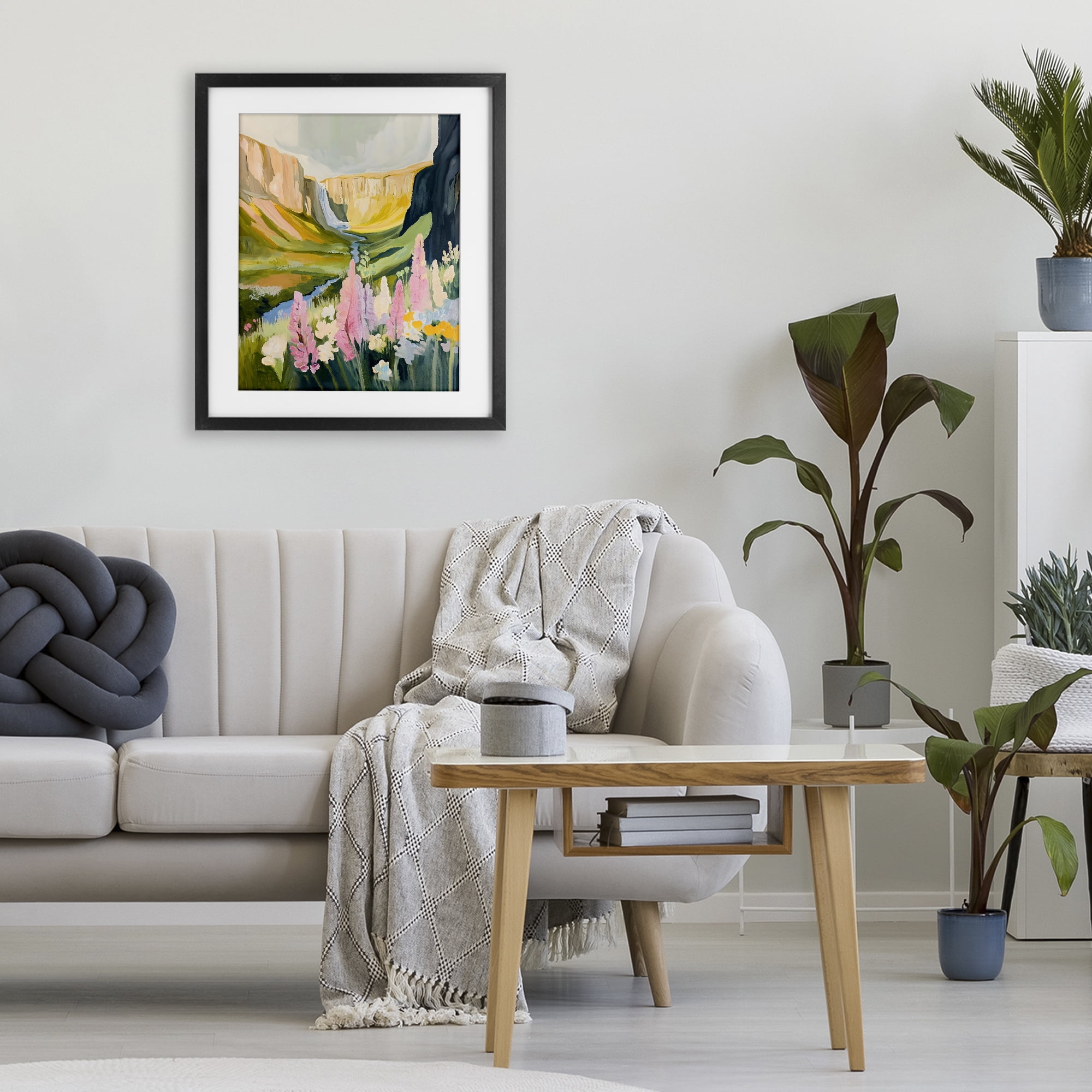Stupell Industries Waterfall and Valley in Bloom Black Framed Print Under Glass, design by The Prints Vibe
