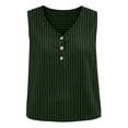 thumbnail image 6 of Hfnxid Womens Tank Top Striped Sleeveless Satin Tops Button Up V Neck Shirt Fashion Slim Work Business Shirts Green L, 6 of 7