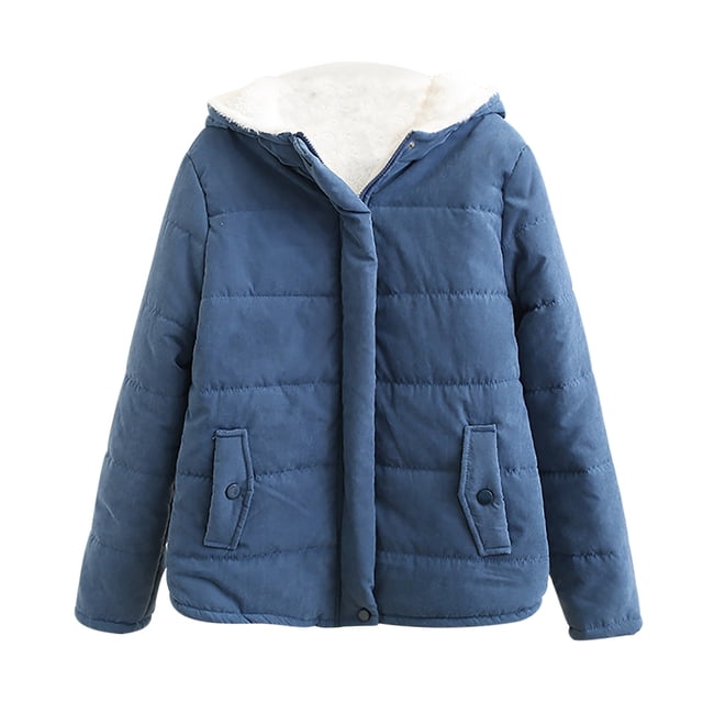 Pompotops Womens Solid Warm Coat Hoodies Jacket Slim Winter Outwear Tops With Pockets Clearance