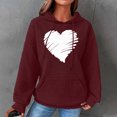 thumbnail image 2 of Fashion Waffle Long Sleeve Hoodies for Women Plus Size Cute Graphic Print Casual Pullover Sweatshirt Fall Winter Tops(Wine,L), 2 of 5