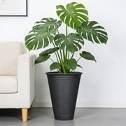 My Texas House Asti Tall Black Recycled Resin Planter, 16.1 in x 20.1 in