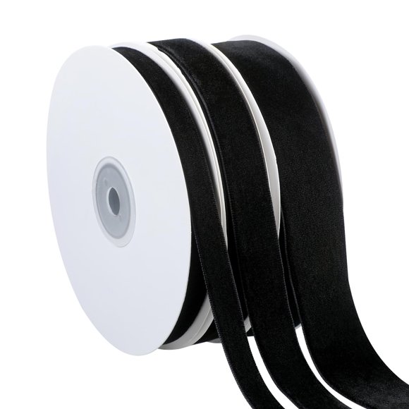 Cinta decorativa Jutom Christmas Velvet de 30 yardas, color negro