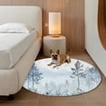 thumbnail image 3 of Ombre Forest Grey Round Area Rug 3.3 FT, Non Slip Small Entryway Kitchen Mat, Mountain Watercolor Branches Washable Soft Circular Rug Non-Shedding Door Mat for Bathroom Playroom Kids Room, 3 of 9