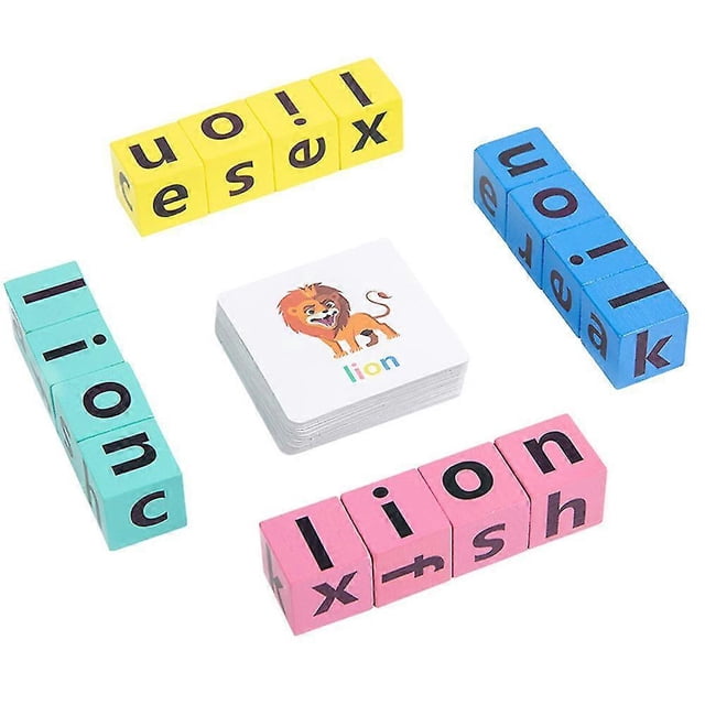 Kids Wood Block Spelling Game Matching Letter Alphabet Learning Crossword Puzzle G