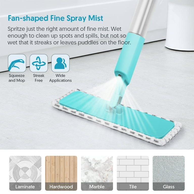 CLEANHOME Jet Wet Mop for Floor Cleaning Include 2 Reusable Pads  Lightweight Aluminum Pole Microfiber Spray Mops for Hardwood Tile Floors  360 Degree