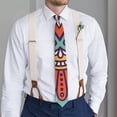 thumbnail image 2 of Boho Folk Mandala Necktie - Tribal Geometric Pattern Tie for Groomsmen & Professionals, 2 of 3