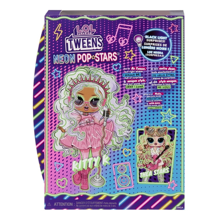 LOL Surprise Tweens Neon Pop Stars Kitty K Fashion Doll with Black