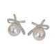 thumbnail image 5 of Pendientes de lazo para mujer, pendientes de lazo con diamantes de imitación, accesorios delicados y modernos, pendientes de lazo de perlas para , Plata, 5 of 9