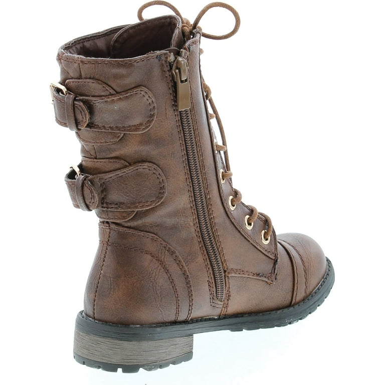 Link Mango-79 Kids Lace Up Quilted Dual Buckle Zip Mid Calf Link Mango-79 Kids Lace Up Quilted Dual Buckle Zip Mid Calf