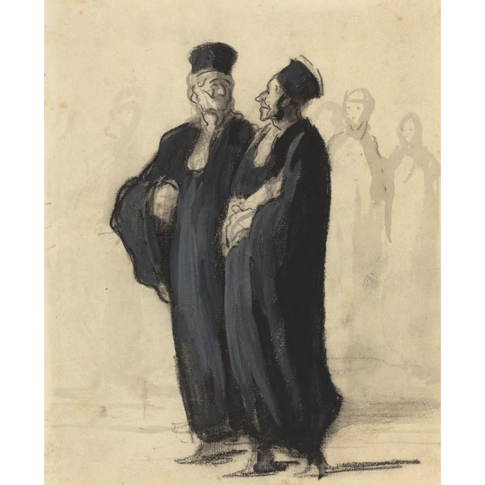 Honoré Daumier 20x24 Black Modern Framed Museum Art Print Titled - Two Lawyers II