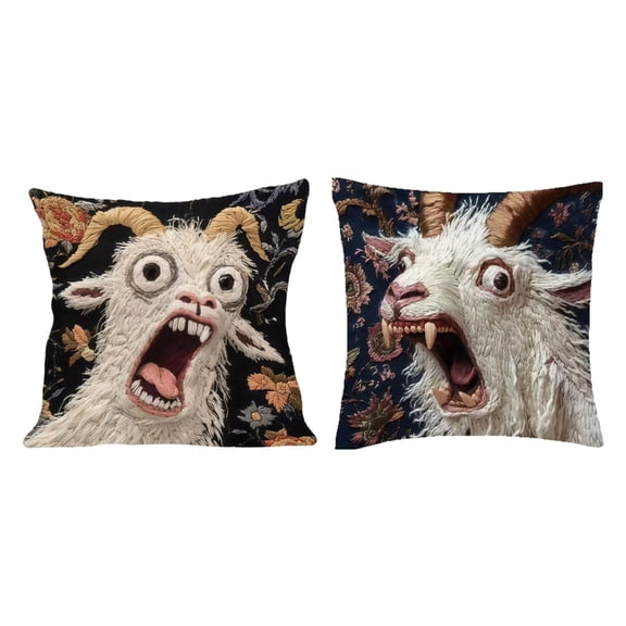 Screaming Goat Pattern Plush Pillow Cover for Living Room Sofa Bed Decoration