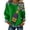 #072-Green, variant on Craaazy Mardi Gras Shirts for Women Long Sleeve Casual Round Neck Carnival Printed Loose Denim Patchwork Printing Fashion Clothes Gifts