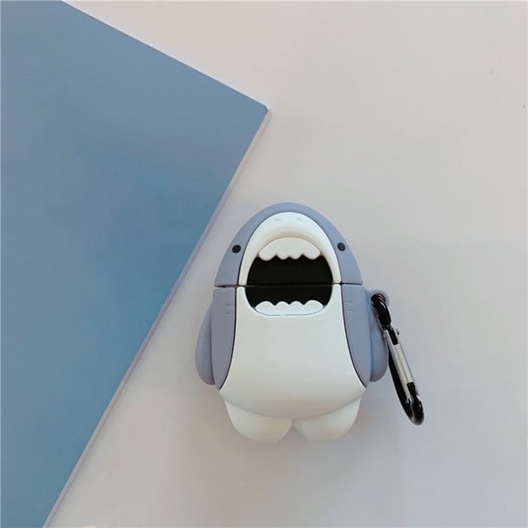 FUTUREORYY Estuche De Silicona Para Auriculares Inalámbricos Con Patrón De Tiburón Y Gancho Portátil Color Multi