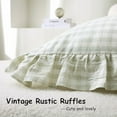thumbnail image 3 of 2 Pack Pile Green White Plaid Ruffle Gingham Throw Pillow Covers, 100% Washed Cotton Checkered Farmhouse Decorative Pillow Shams for Bed/Sofa - 18‘’x18'', 3 of 5