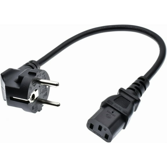 Toptekits EU Europe Schuko to IEC C13 Cable,1ft/30cm 2-Prong European Power Cord,Standard AC Power Cord, 10A/250V, CEE7/7 to C13, (Schuko CEE7/7 to IEC-60320-C13)