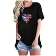 thumbnail image 1 of Camisetas de Manga Corta para las Mujeres Día de la Independencia Impresión Básica Camiseta de Verano, Cuello Redondo Casual Camiseta Blusa, 1 of 4