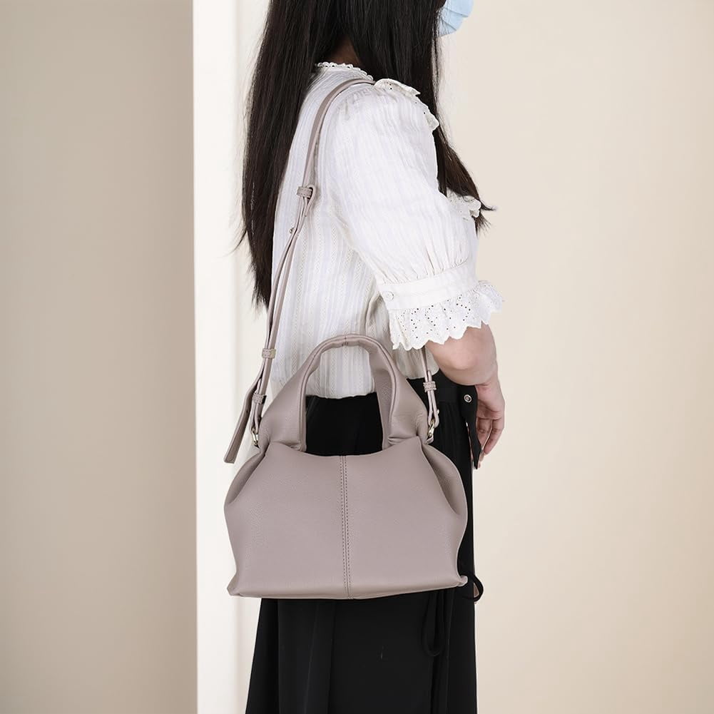Cloud Pouch Bag Dumpling Clutch Purse Handbag Leather Tote Shoulder Bag Retro Crossbody bag with Removable Strap