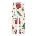thumbnail image 4 of Women's Fashion Christmas Snowflakes Print Casual Pants with Drawstring Elastic Waist and Pockets, Comfortable Full Length Trousers for Winter Casual Wear,Beige,5XL, 4 of 5