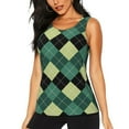 thumbnail image 2 of Uemuo Green Squares Pattern Workout Tank Tops for Women Breathable Moisture-wicking tank top Sleeveless Running Loose Fit Yoga Tops Active Shirts Sports Gym Exercise, 2 of 9