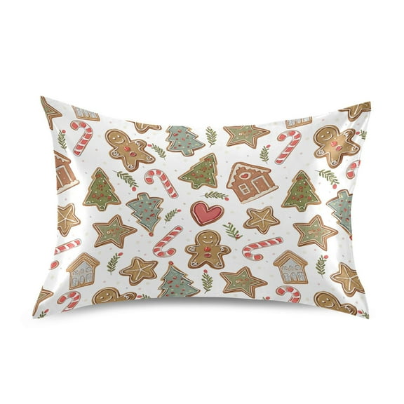 Christmas Gingerbread Man Standard Size Satin Pillowcase 20''x26'' Double-Sided Print Soft Wrinkle Resistant