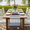 thumbnail image 4 of Table Runners 60 Inches Long Dress Scarves, Blue Brown Stripes Farmhouse Kitchen/Dining Table Runner, Small Coffee Tablerunners, Abstract Geometric Spring Flowers Country 13x60 Inch, 4 of 9