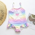 thumbnail image 2 of kpoplk Toddler Swimsuit Girl One Piece Swimsuit Cute Ruffles Swimsuit for Girls Bathing Suit Sleeveless Summer Girls' Swimwear(Purple,7-8 Y), 2 of 6