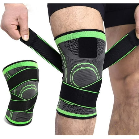 HCXIN 1Pair Knee Brace Compression Support Knee Sleeve with Adjustable Strap Knee Pad for Pain Relief  Meniscus Tear  Arthritis  ACL  MCL Suit for Running  Cycling  Tennis  Golf and Basketball