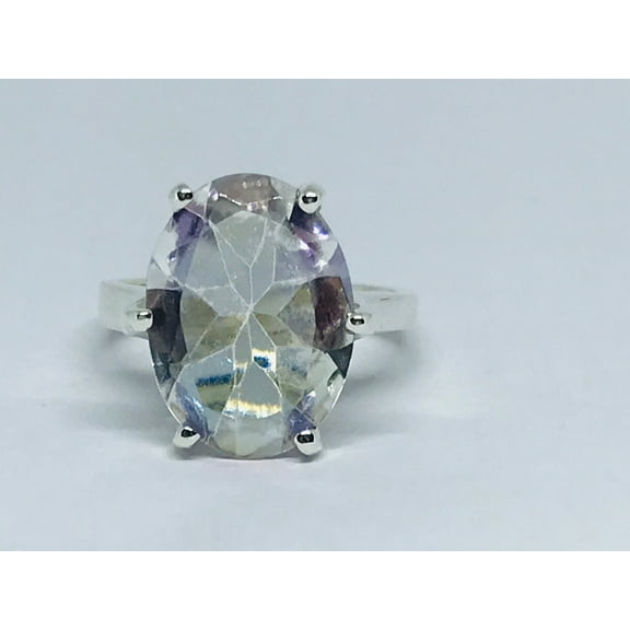 8.9 carat mystic topaz ring for women in 925 sterling silver