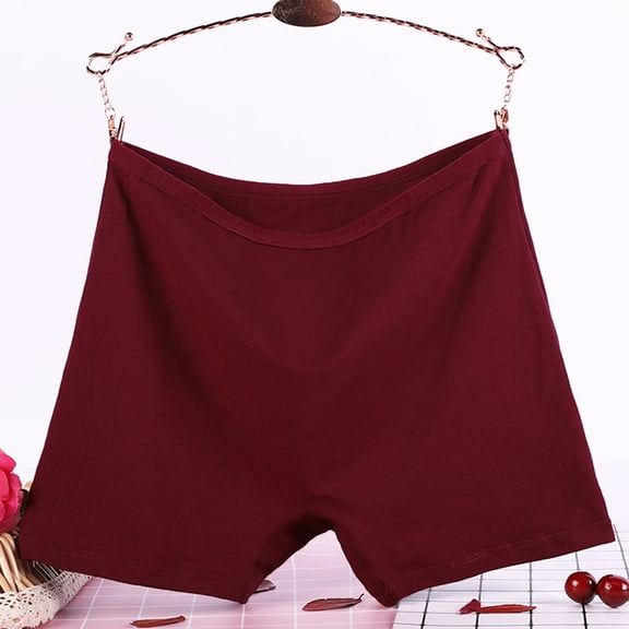Plus Size Nylon High Waist Boxer Briefs Smooth No Roll Leg Opening Underwear Red 3XL