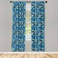 thumbnail image 4 of Ambesonne Floral Window Curtains, Doodle Flowers Boho Spring, Each 28" W x 84" L, Blue Blue, 4 of 4